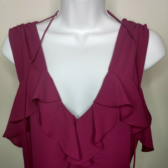 NWT Express Women's V Neck Ruffled Blouse - Picture 2 of 8
